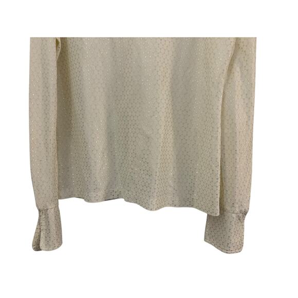 Alex Colman Vintage Blouse White Metallic Thread Rhinestone Buttons Tag=16 - Picture 6 of 8